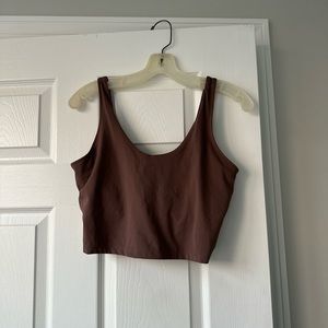 90 Degree by Reflex Brown Cropped Athletic Tank Top with Built in Sports Bra